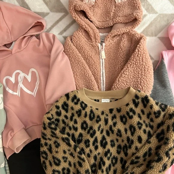 18 Month Girls cold weather Fall, Winter Bundle with Hoodies and Sweater outfits - Picture 4 of 11